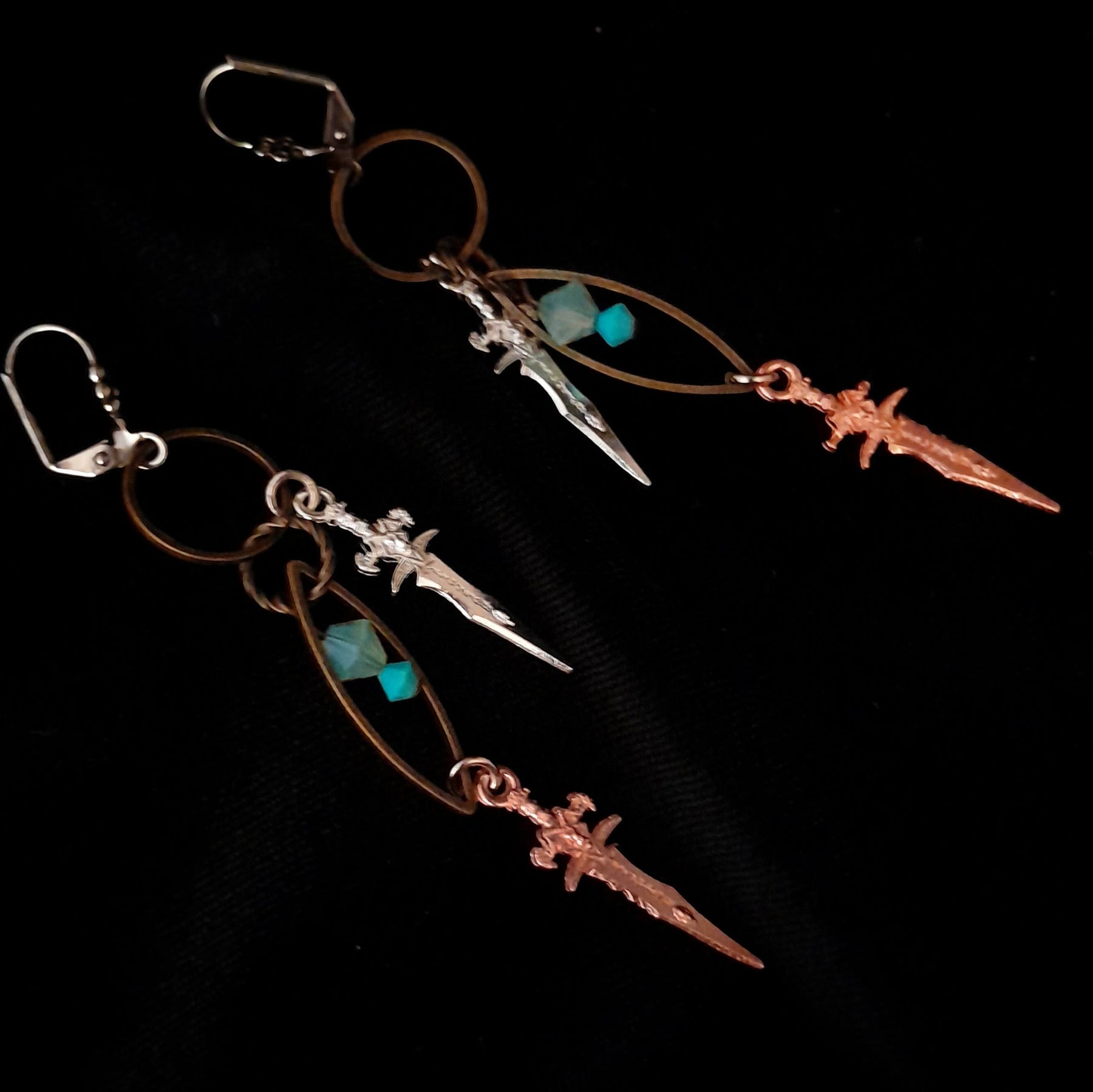 Double Dagger Dangle Earrings