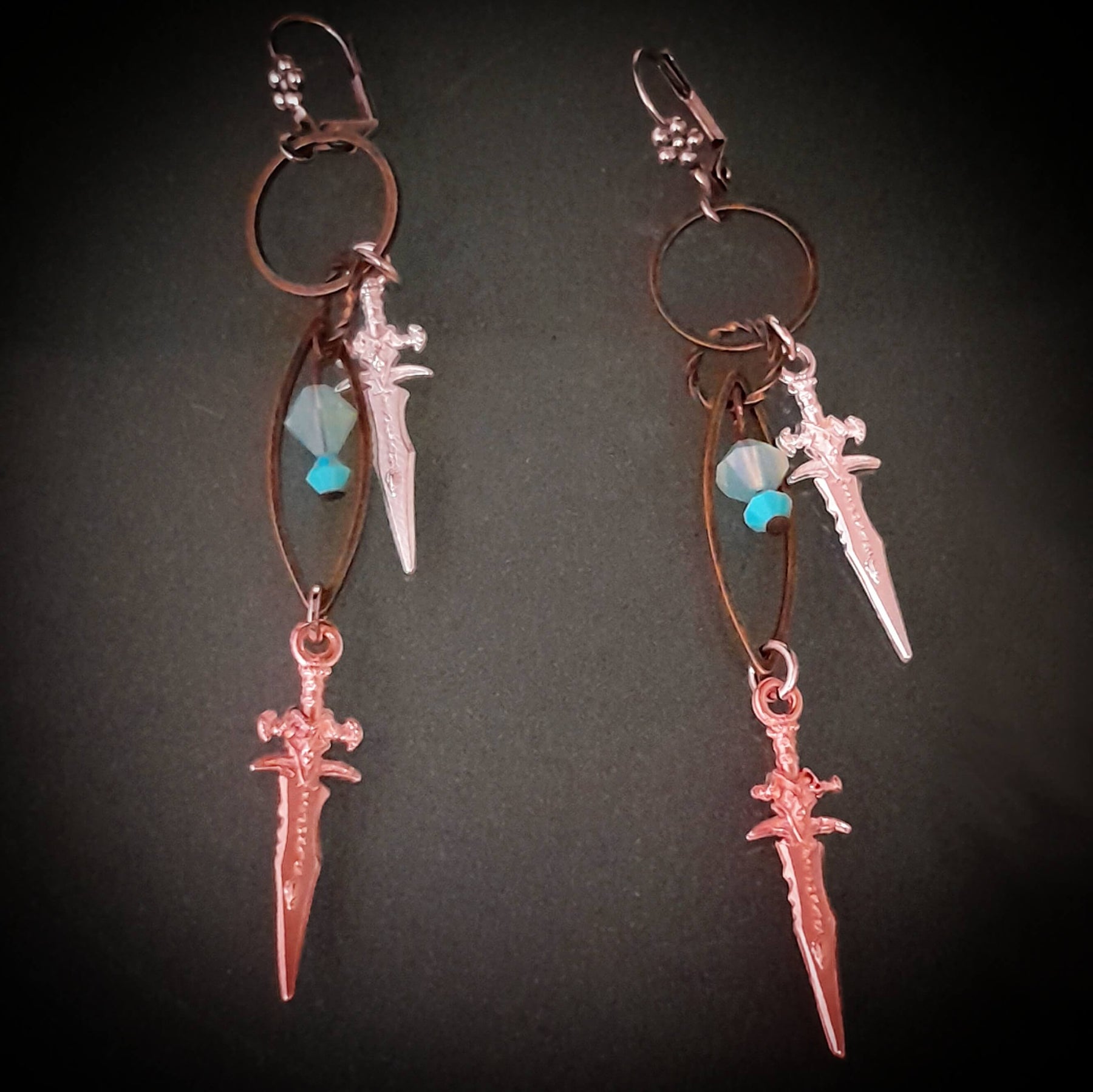 Double Dagger Dangle Earrings