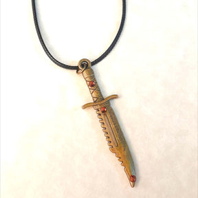 Brass Sword Brown Crystal Necklace