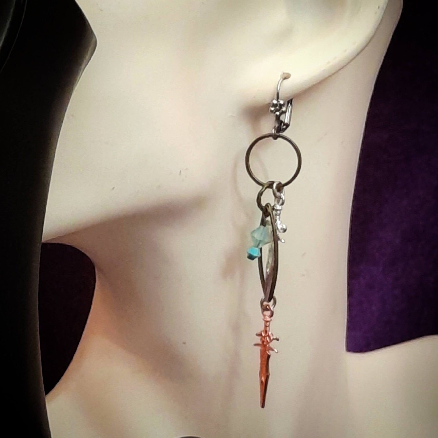 Double Dagger Dangle Earrings