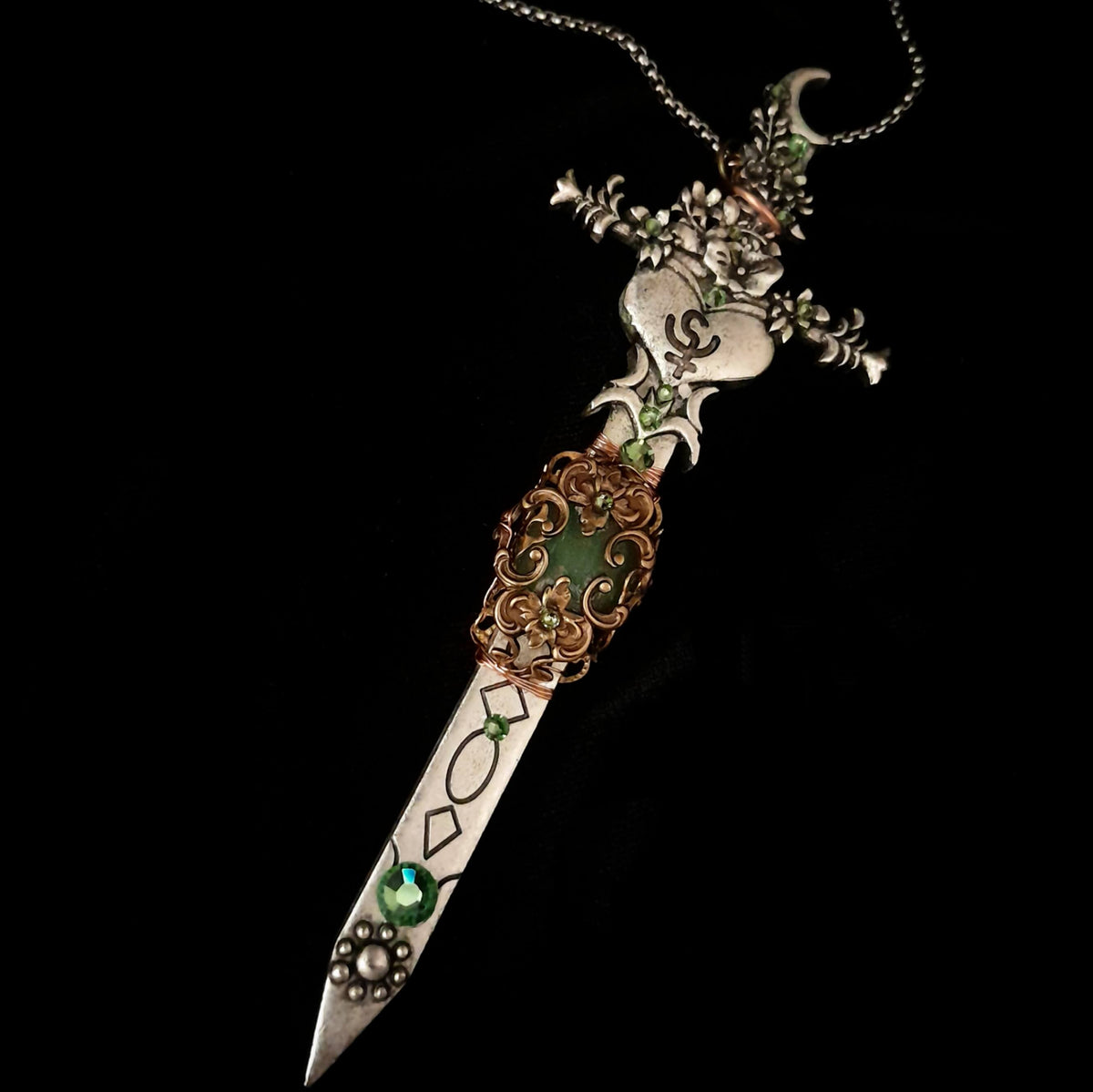 Green Jade Magical Sword Necklace