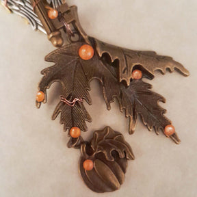 Maple Leaf Winged Clock Necklace