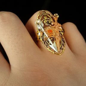 Adjustable Sword & Flower Ring