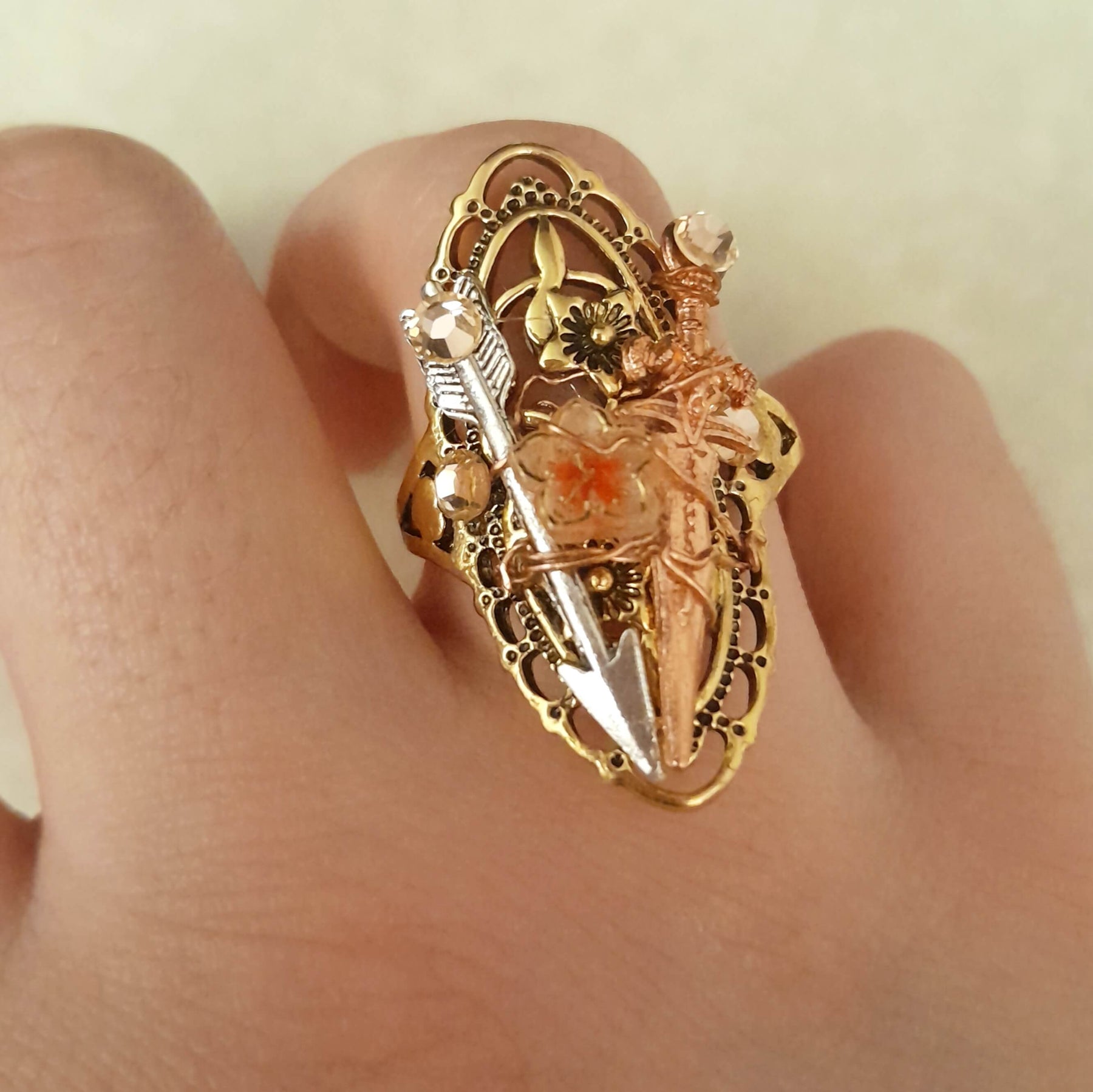 Adjustable Sword & Flower Ring