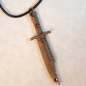 Brass Sword Brown Crystal Necklace