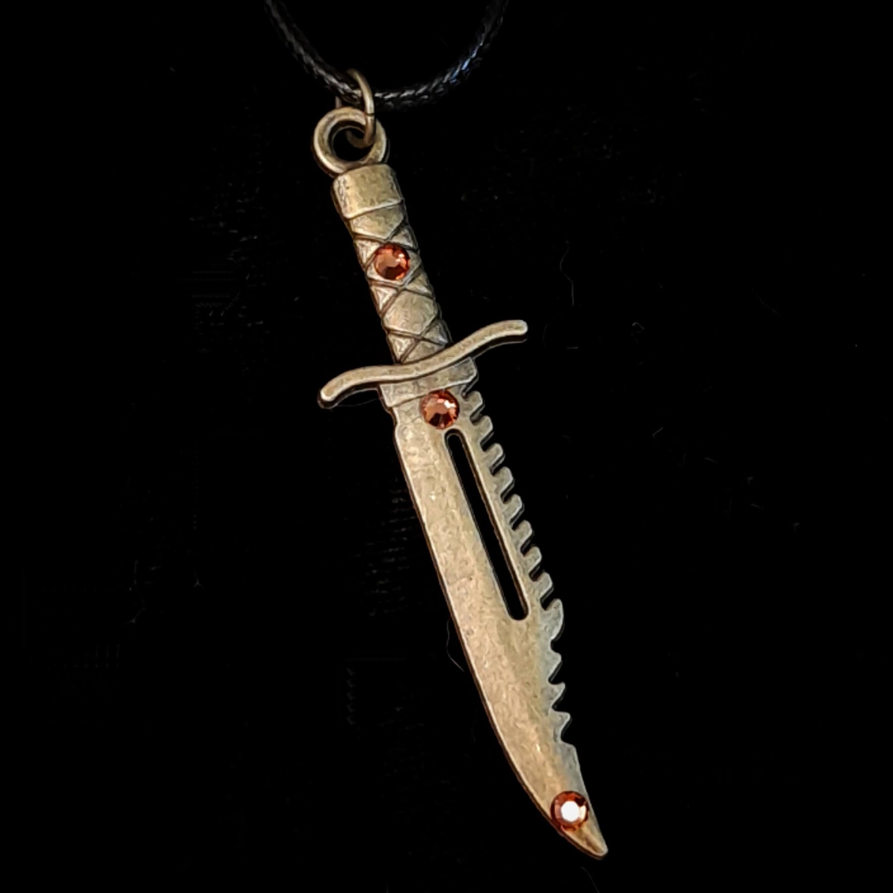 Brass Sword Brown Crystal Necklace