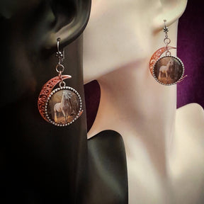 Horse Cabochon Moon Earrings