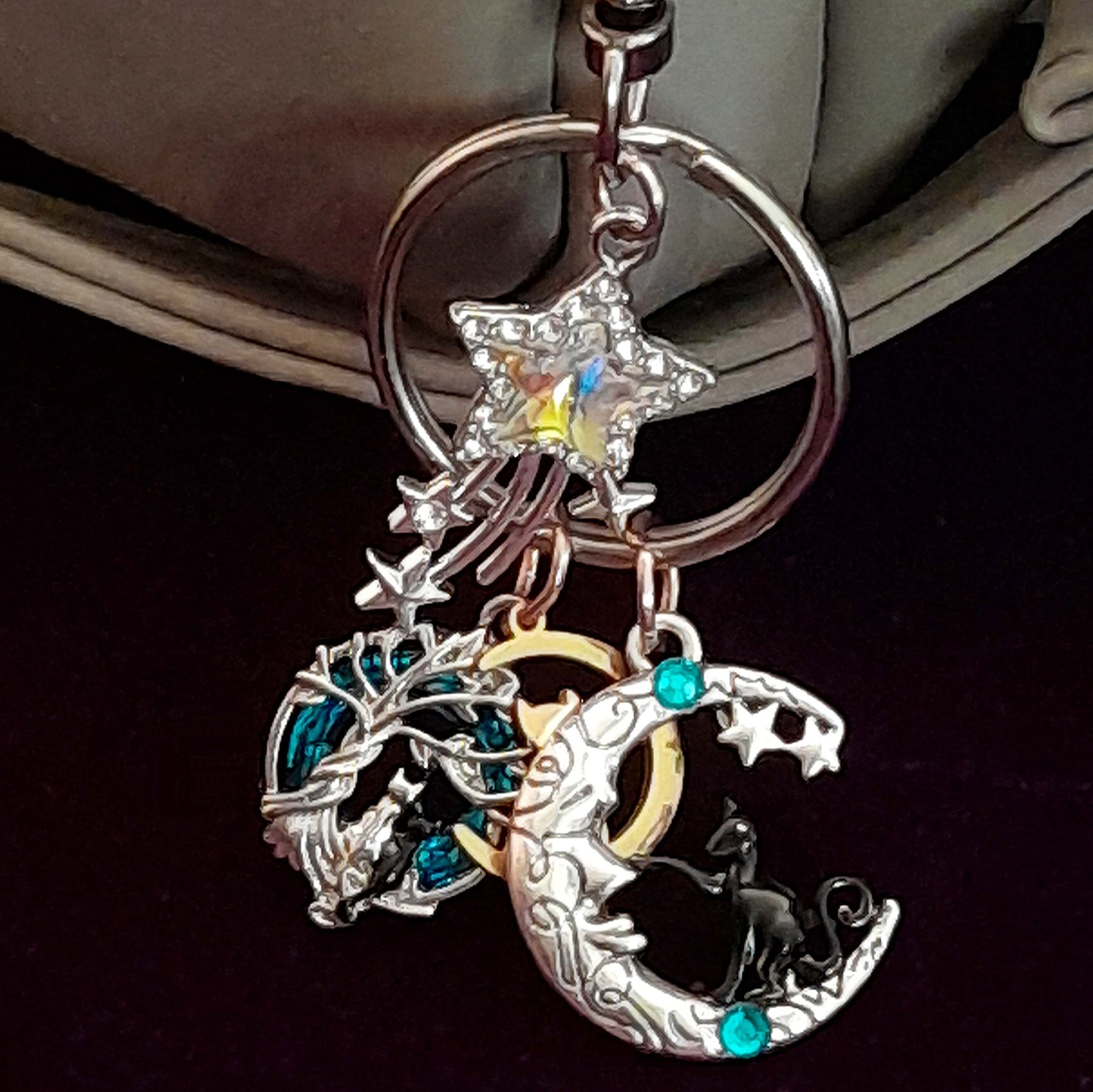 Cats Moons & Stars Purse Charm