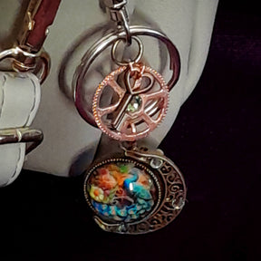 Peacock & Moon Purse Charm