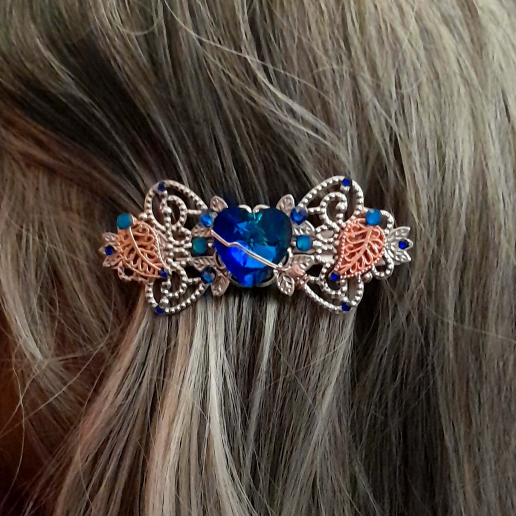 Sapphire Blue Filigree Hairclip