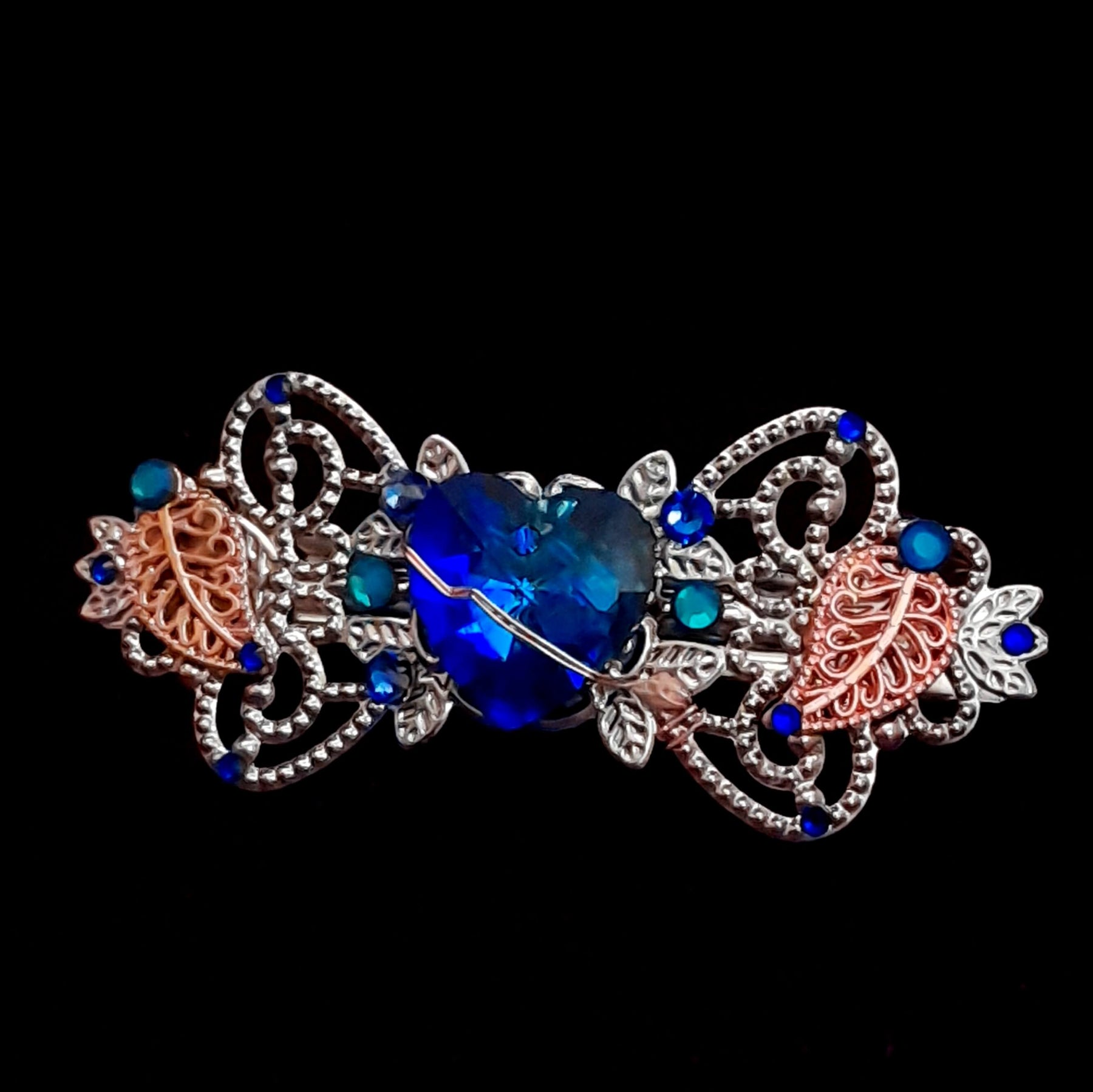 Sapphire Blue Filigree Hairclip