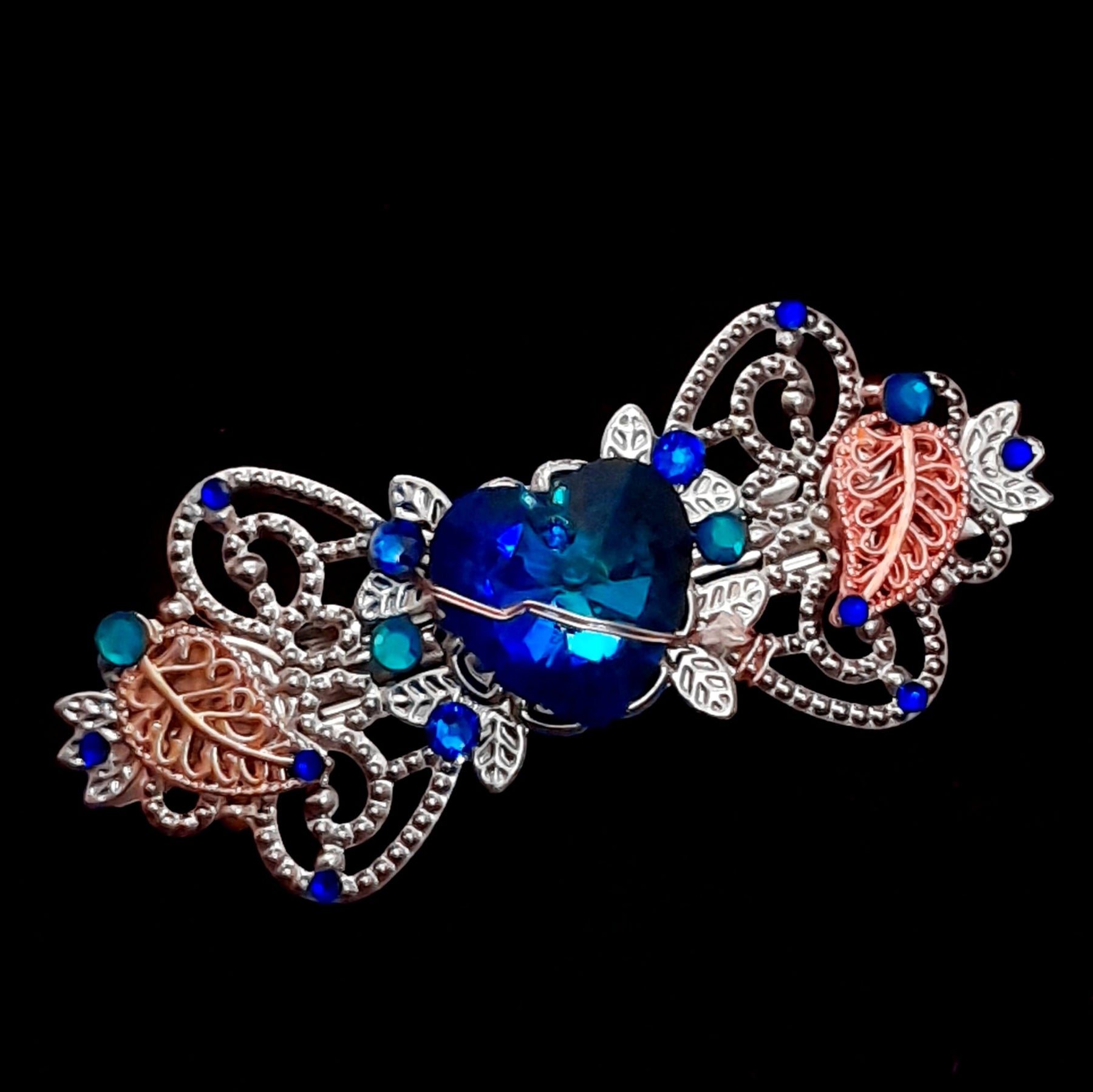 Sapphire Blue Filigree Hairclip