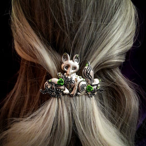 Peridot Green Crystal Fox Hairclip