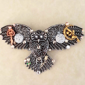 Silver Owl Druzy Gemstones Hairclip