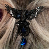 Black Raven Crow Druzy Gemstone Hairclip