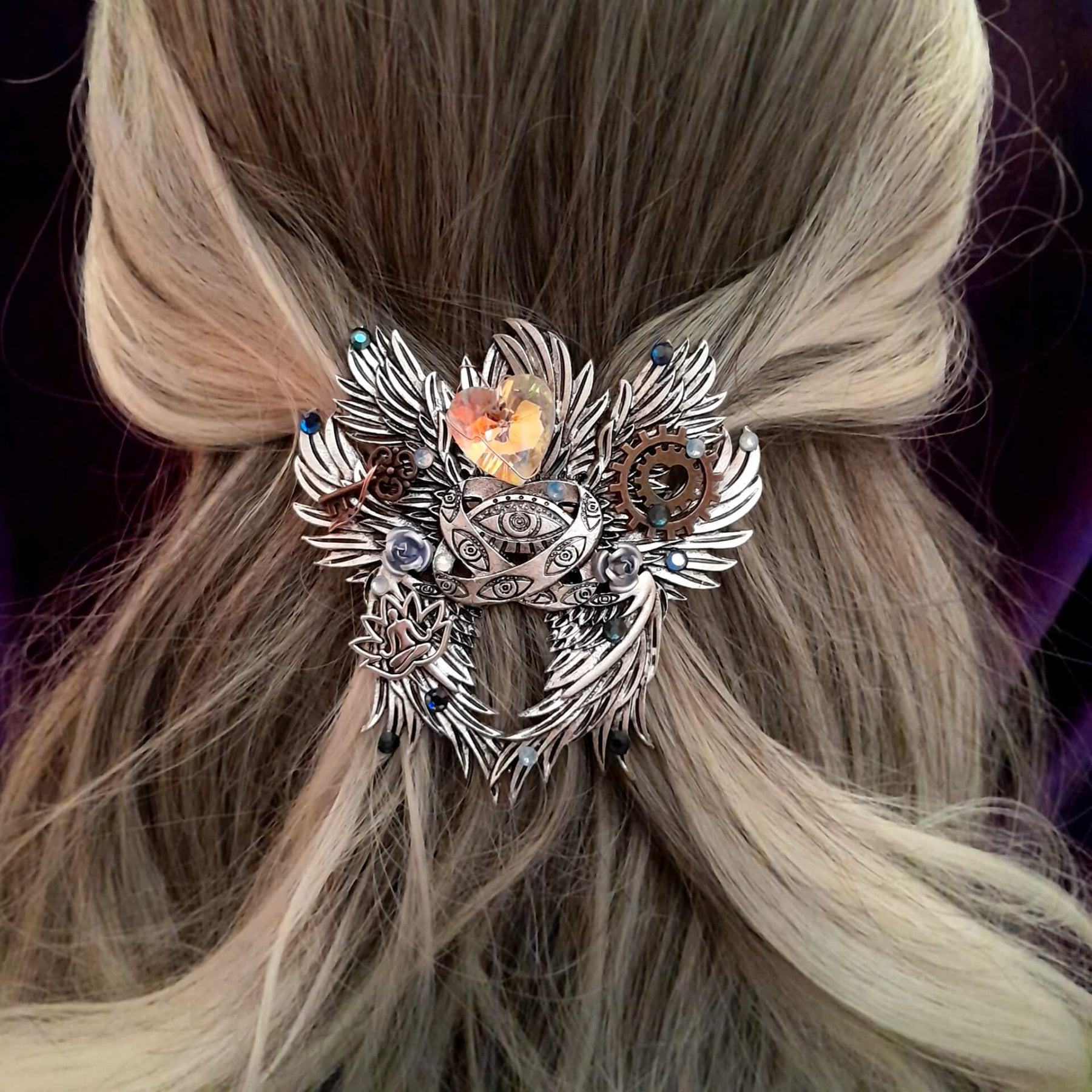 Fantasy Angel Wings Evil Eye Hairclip