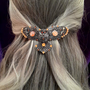 Orange Druzy Gemstones Owl Hairclip