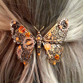 Orange Druzy Gemstone Butterfly Hairclip