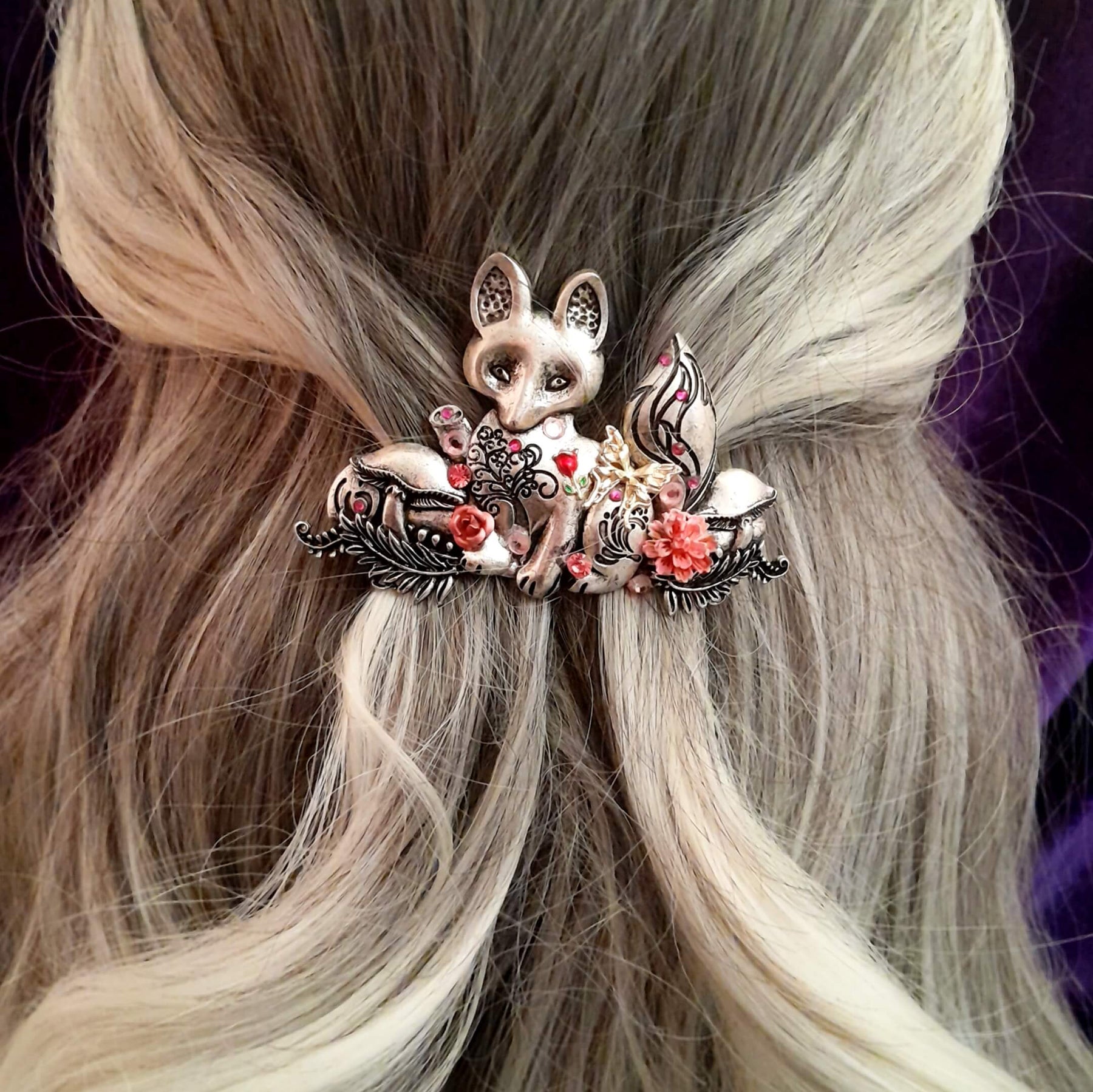 Silver Fox Floral Pink Hairclip