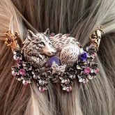 Wolf Hairclip Purple Druzy Gemstones & Crystals