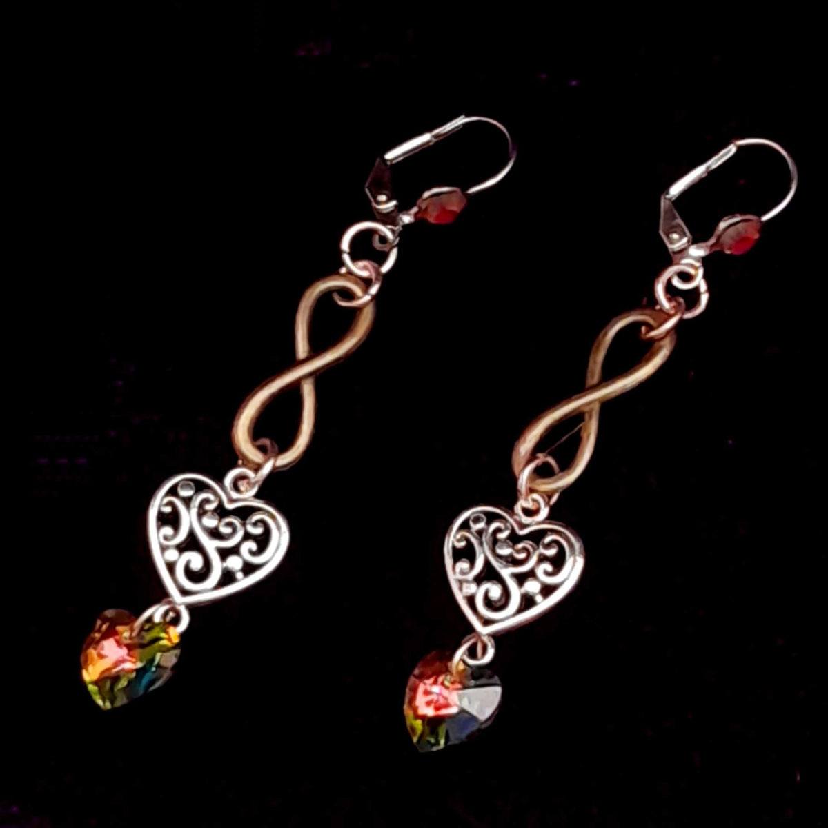 Dangle Drop Eternity Heart Earrings