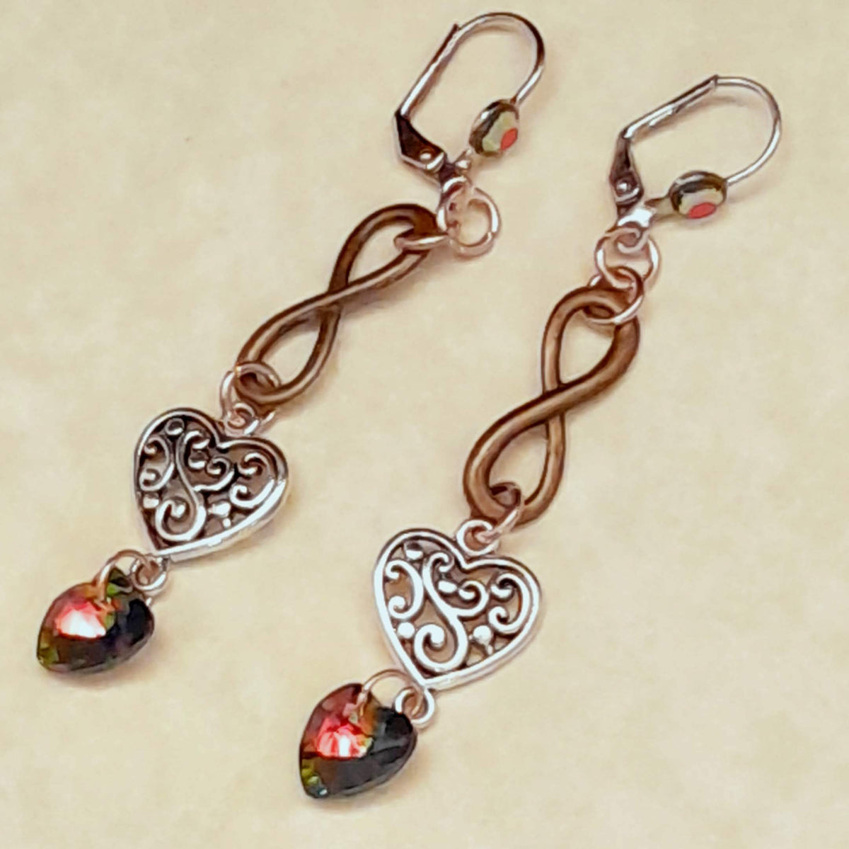 Dangle Drop Eternity Heart Earrings