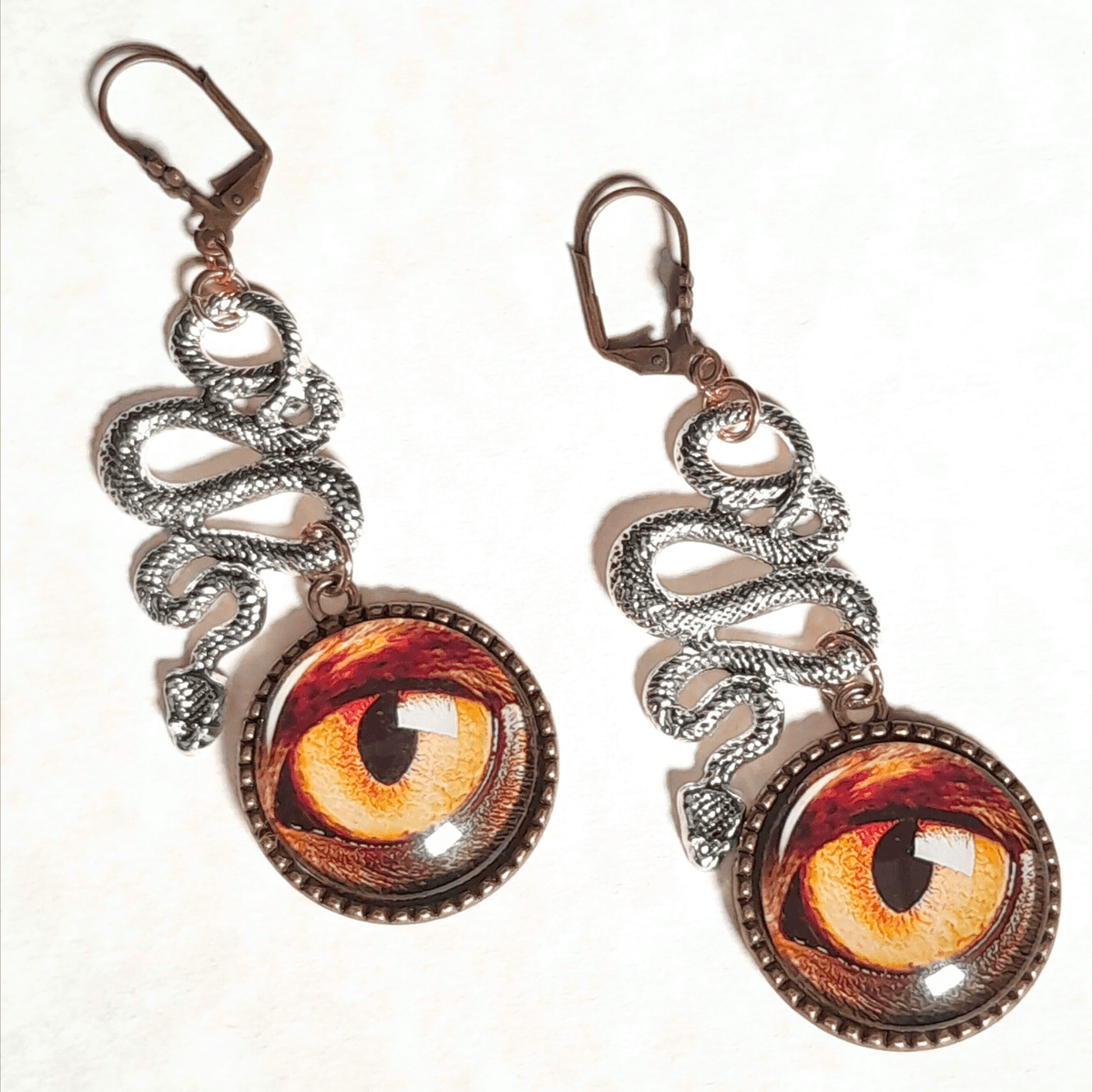 Snake Dragon Eye Dangle Earrings