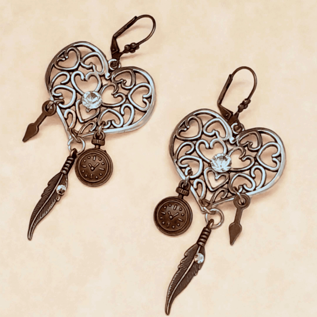 Chandelier Boho Heart Earrings