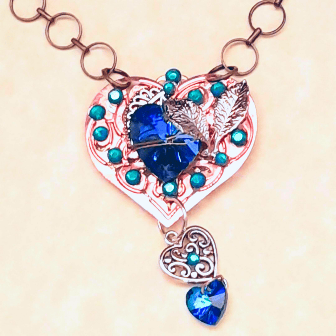 Sapphire Blue Hearts Necklace