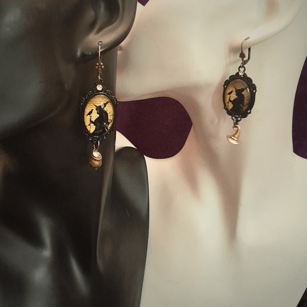 Yellow Witchy Cabochon Earrings