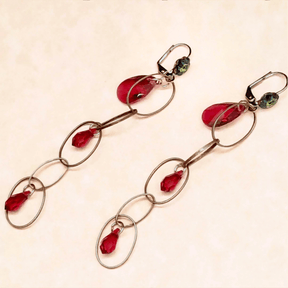 Long Dangle Red Crystal Earrings