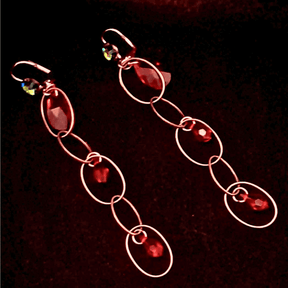 Long Dangle Red Crystal Earrings