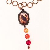 Crow Cabochon Dangle Necklace