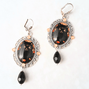 Witchy Cat Cabochon Earrings