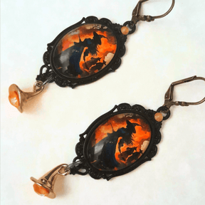 Orange Witchy Cabochon Earrings