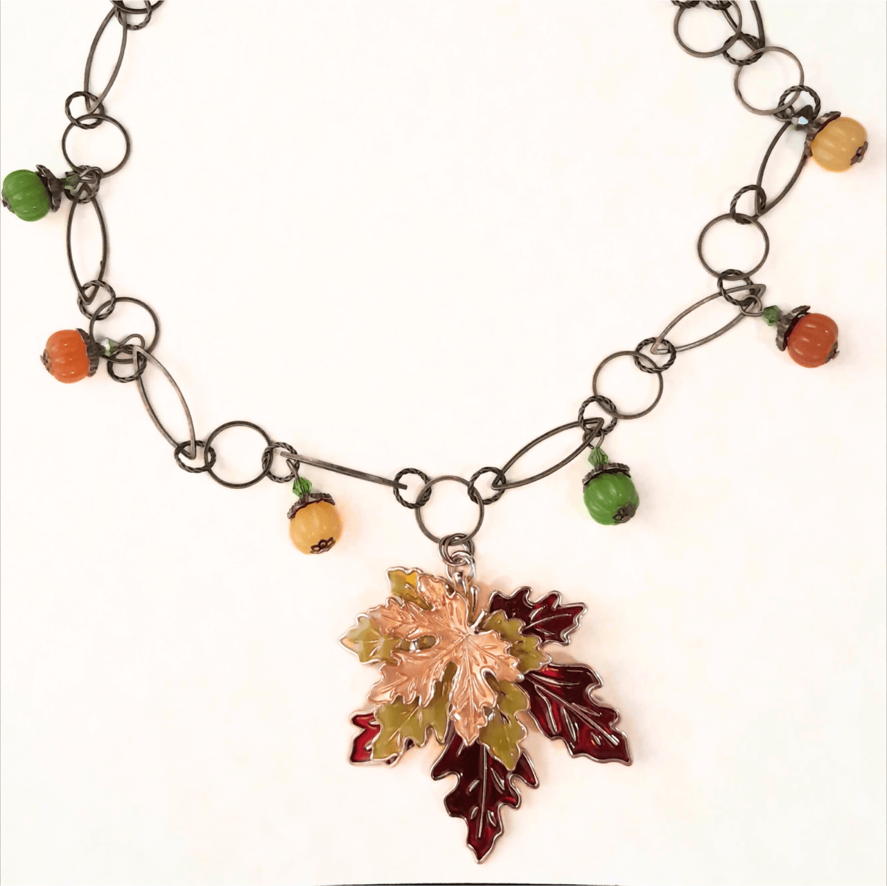 Pumpkin Maple Leaf Nature Necklace