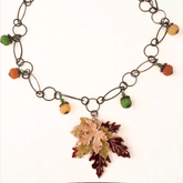 Pumpkin Maple Leaf Nature Necklace