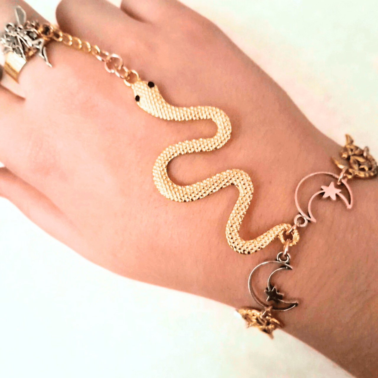 Gold Snake Fairy Fantasy Hand Chain