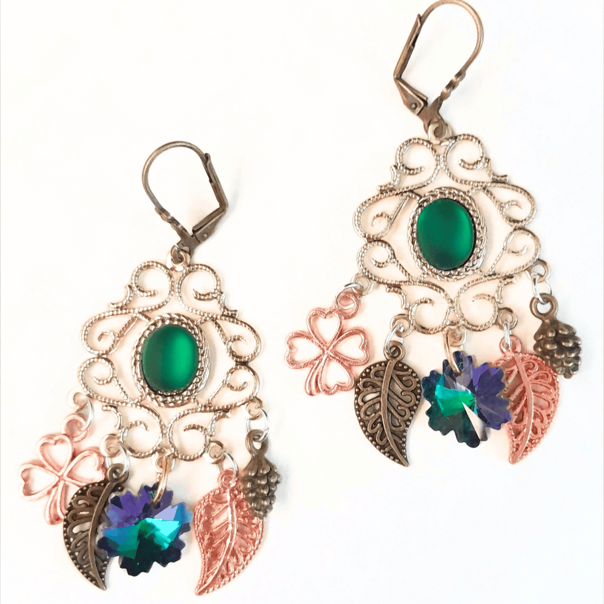 Green Crystal Chandelier Earrings