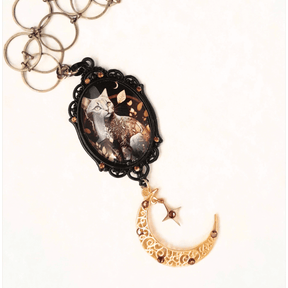 Magical Cat & Moon Cabochon Necklace