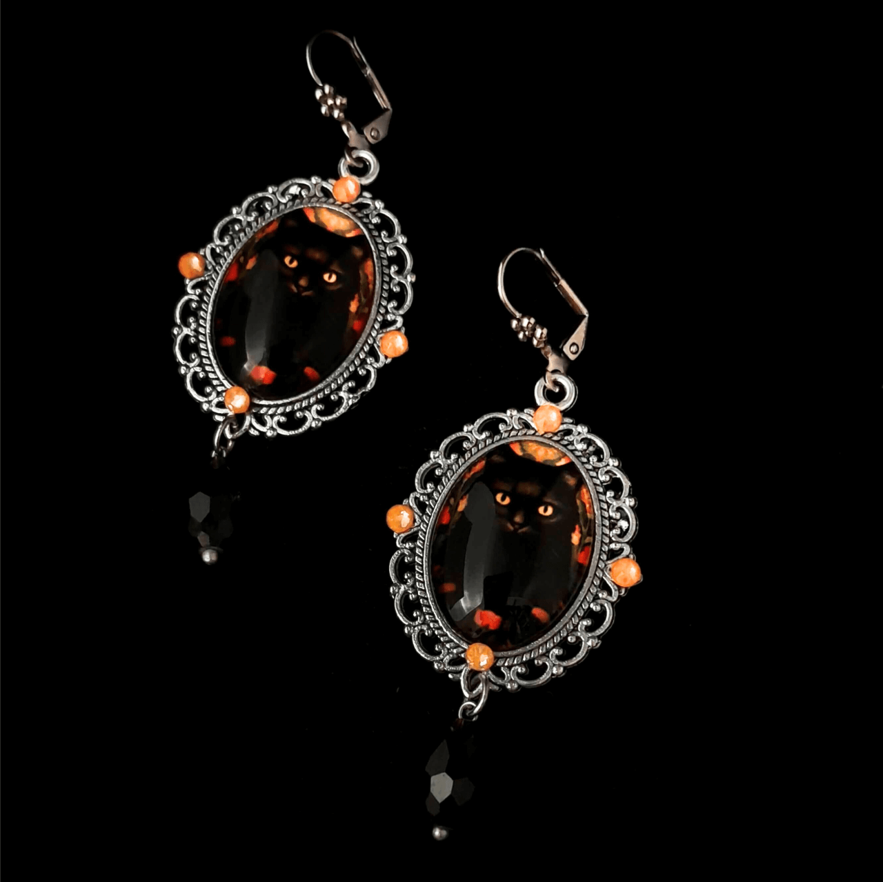 Witchy Cat Cabochon Earrings