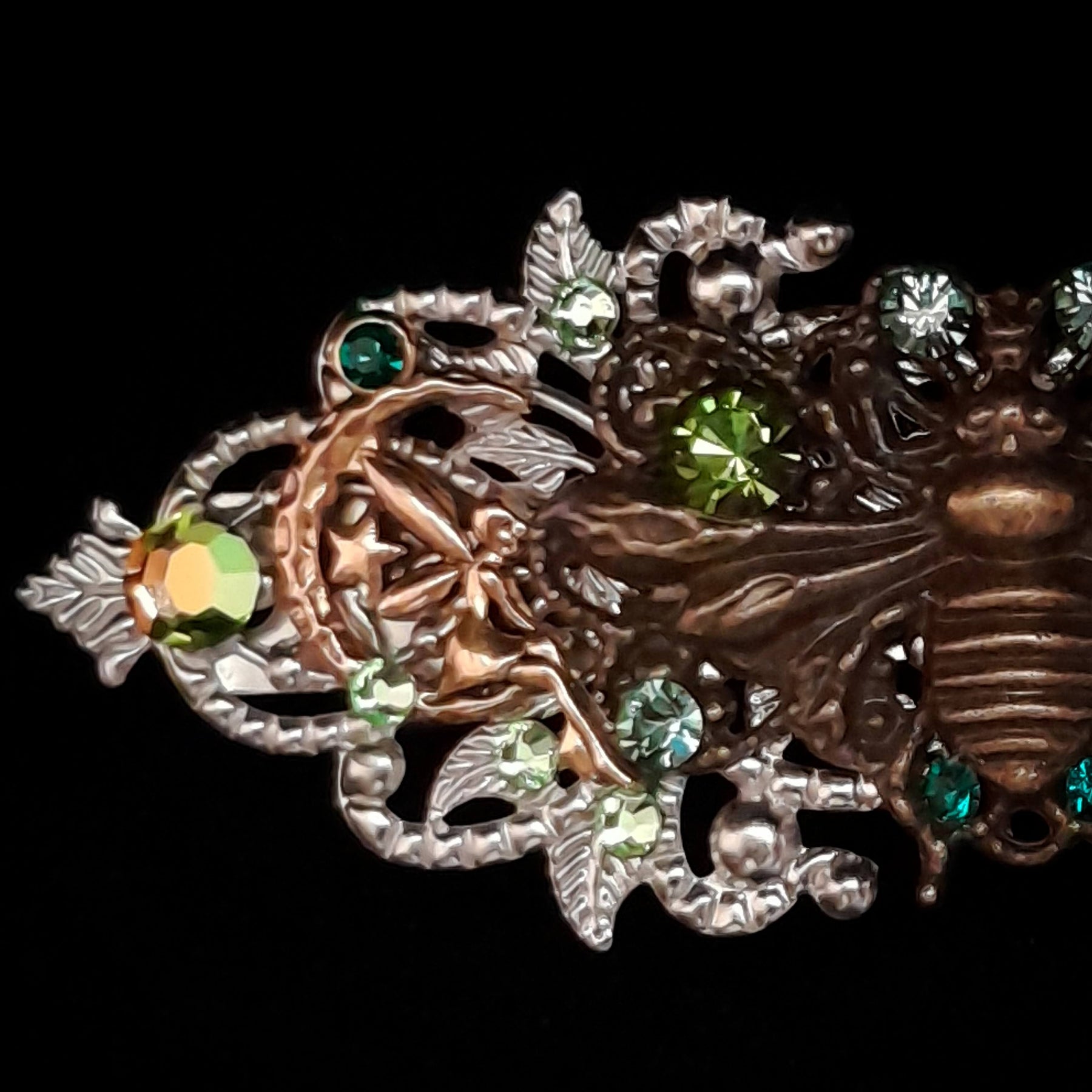 Green Hairclip Honey Bee Barrette