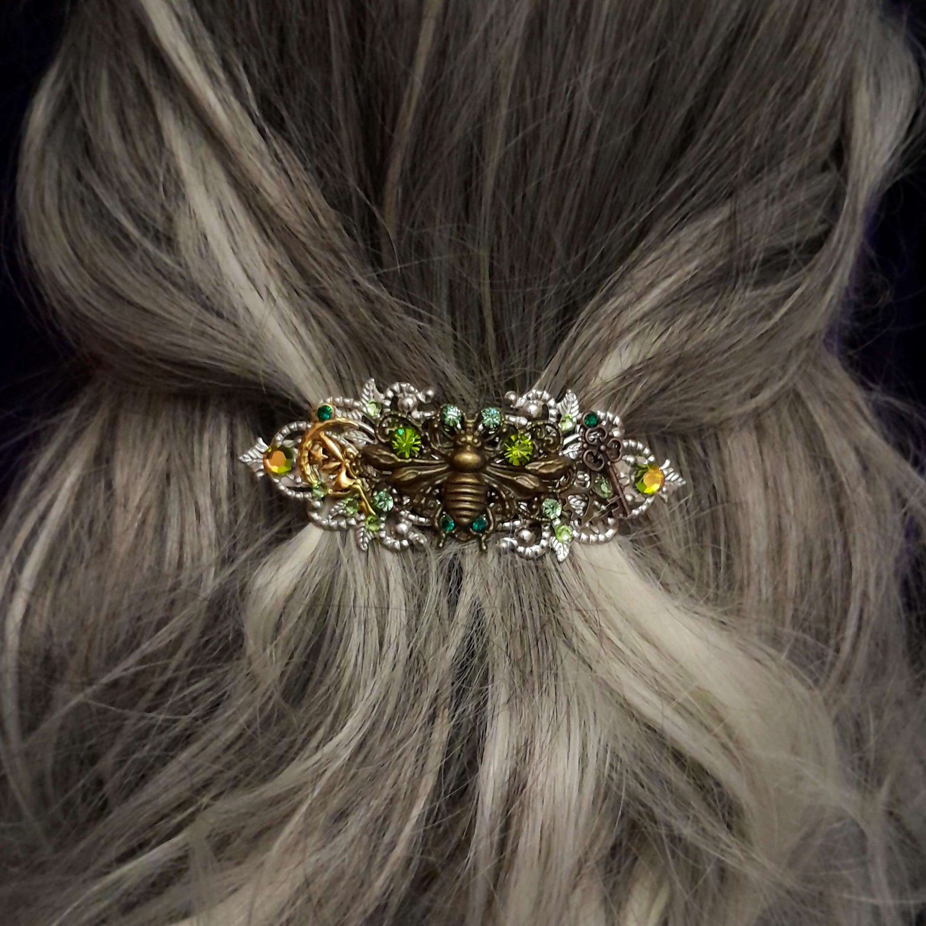 Green Hairclip Honey Bee Barrette