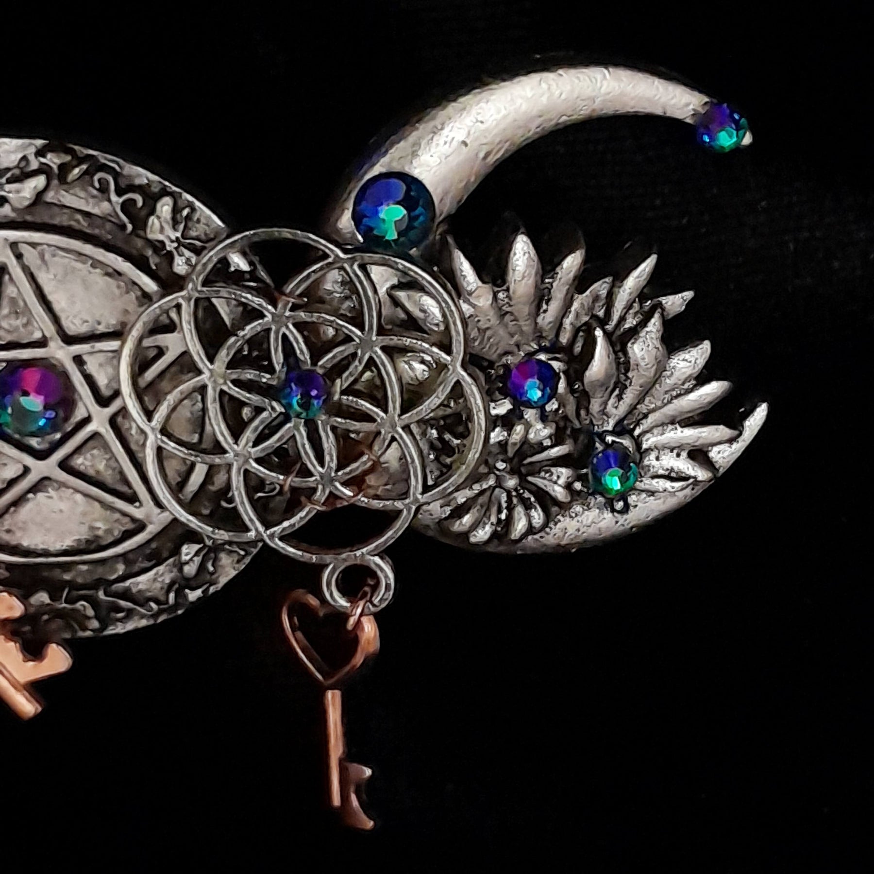 Witchy Hair Clip Moon Pentagram Boho Barrette