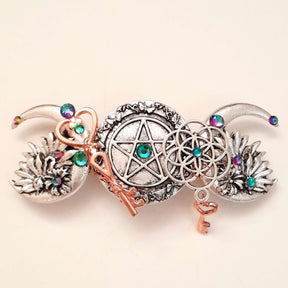 Witchy Hair Clip Moon Pentagram Boho Barrette