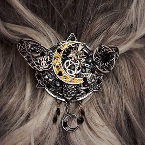 Hairclip Black Crystal Moon Bohemian Style Barrette