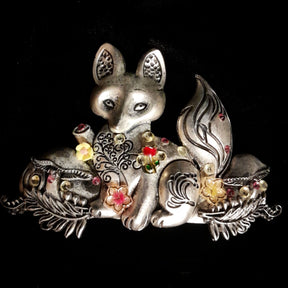 Fox Hairclip Crystal Flower Barrette