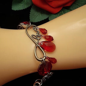 Red Crystal Eternity Heart Bracelet