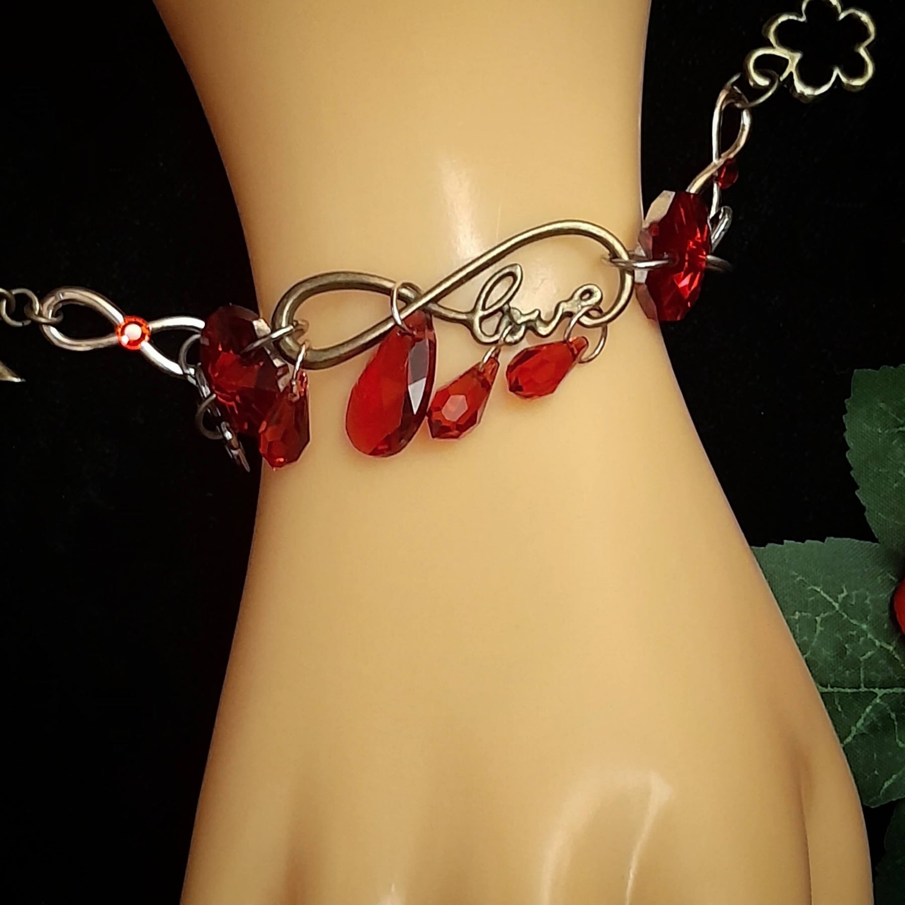 Red Crystal Eternity Heart Bracelet