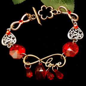 Red Crystal Eternity Heart Bracelet